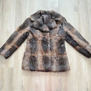LUXURIOUS GORGEOUS Women’s Brown Rabbit Fur Coat Jacket Size‎ M / L VINTAGE